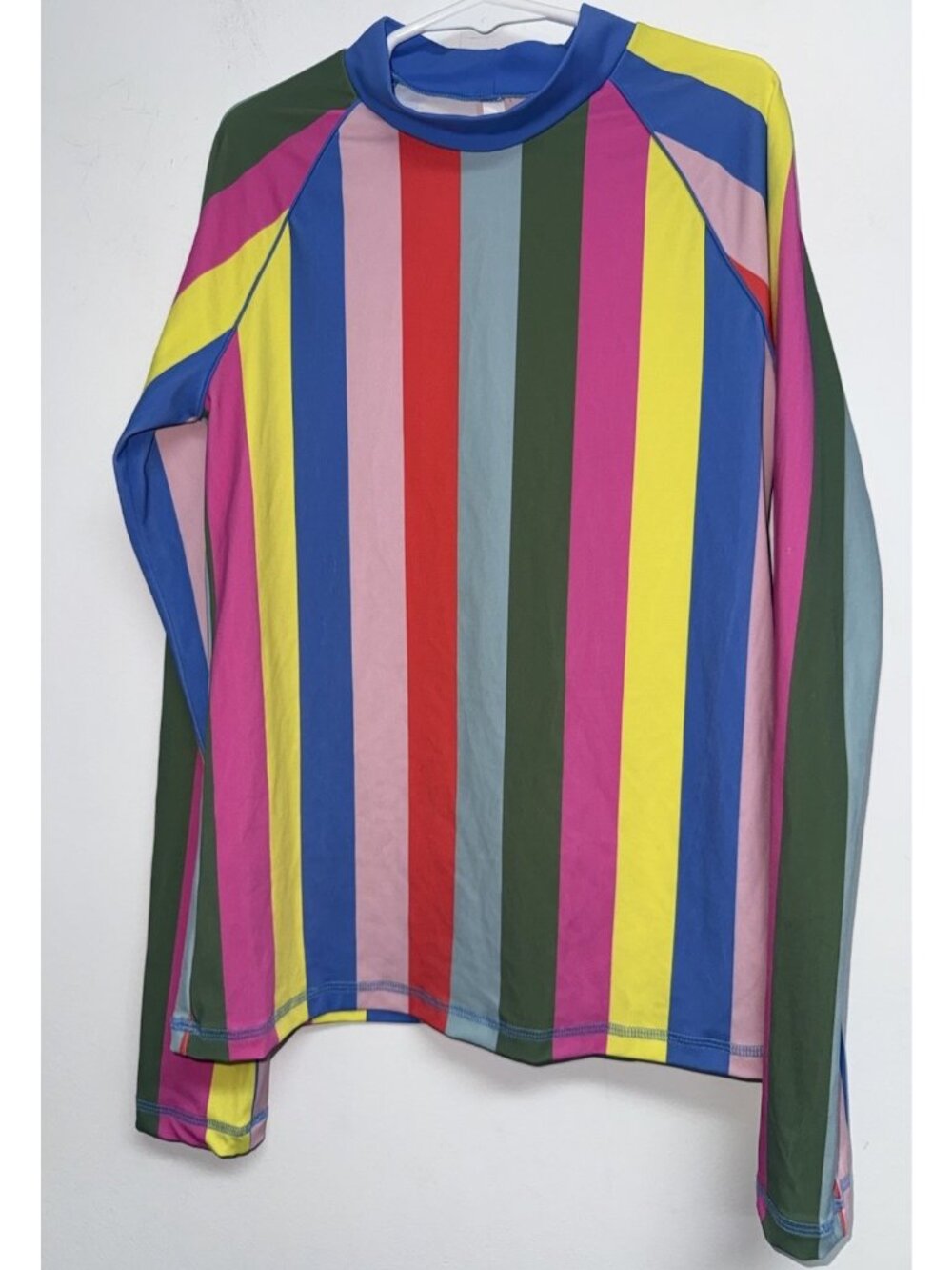Mini Boden Girls Rainbow Hotchpotch Stripe Rash Guard Sun Shirt UPF 40+ 11 12
